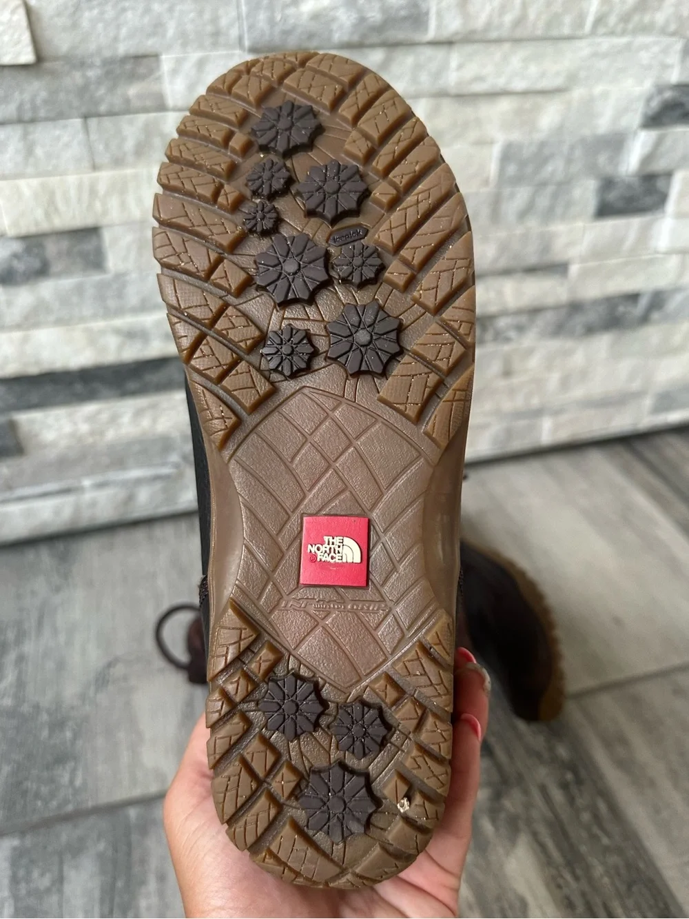 THE NORTH FACE Purna Luxe Lace-Up Winter Boots Brown Tan Primaloft Size 8